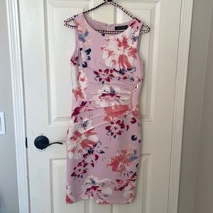 Floral Pink Fitted Formal Dress